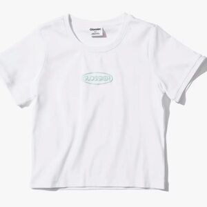 Glossier White & Mint Summer Baby Tee Size XL